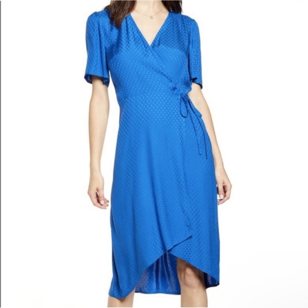 Anthropologie Leith royal blue wrap dress